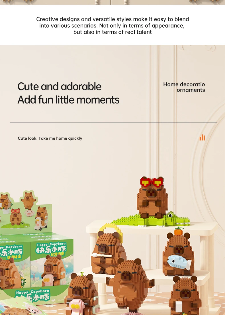 NEUES Kreatives Capybara-Baustein-Set - Niedliches Wasser-Mausläuse DIY-Modell | Lustiges MINT-Spielzeug für Kinder & Erwachsene, ideale Geburtstagsgeschenke – Detail 8