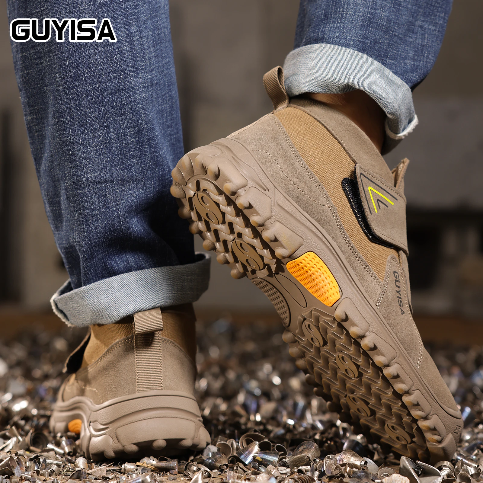 GUYISA Men's work shoes welder series four-season mid-top