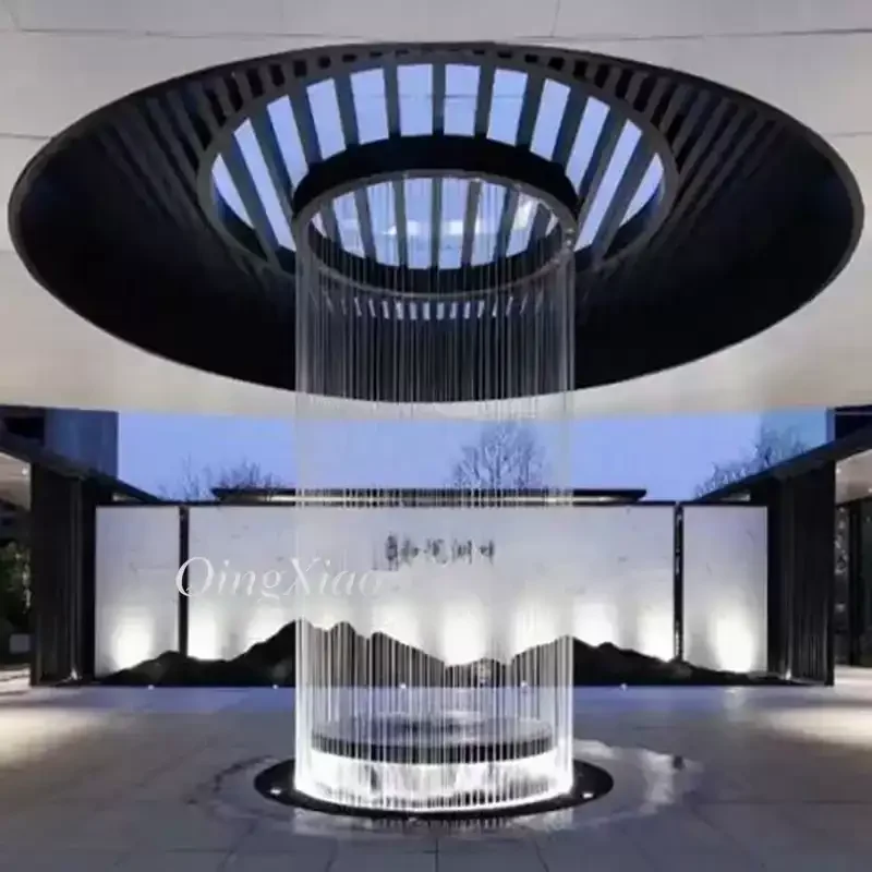 Custom Stainless Steel Wire Rope Water Curtain Wall Waterfall Landscape Partition for Commercial Villa Patio Outdoor Decor