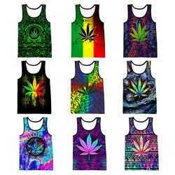 Reggae Singer Bob Marley Weeds Leaf 3D Vest Fashion Casual Hip Hop Men Tank Tops Running Undershirt Streetwear Oversized Tops