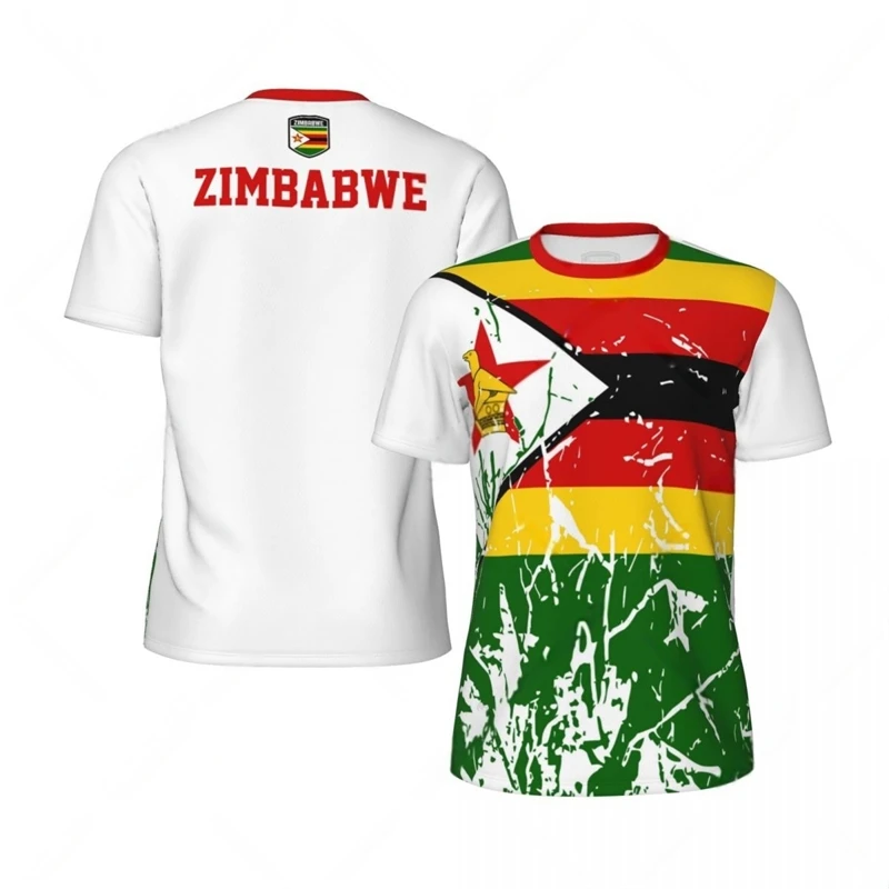 

Модные футболки с графическим флагом Зимбабве, летние трендовые футболки с 3D принтом национального герба, свободные дышащие спортивные футболки
