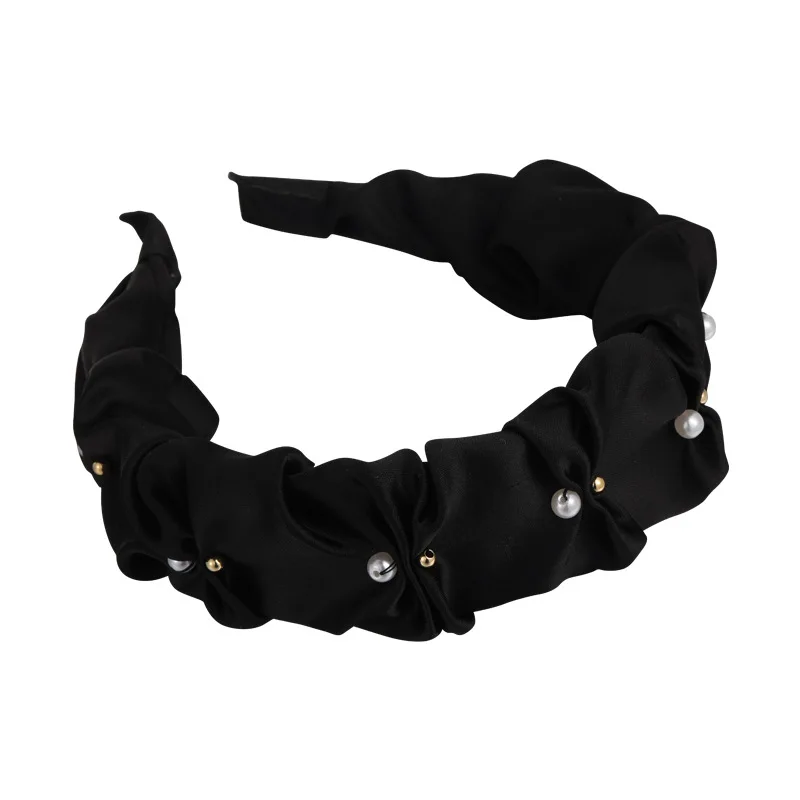 UXSL New Fashion Satin Pearl Wide Headbands for Woman Temperament Elegant Hair Bands Female Versatile Hair Hoop Hair Accessories