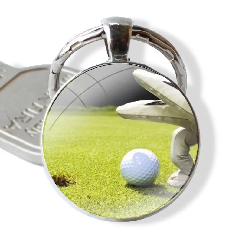 greatest Golf Balls sport Keychain Handmade Glass Cabochon Key Ring Holder Pendant Key Chains