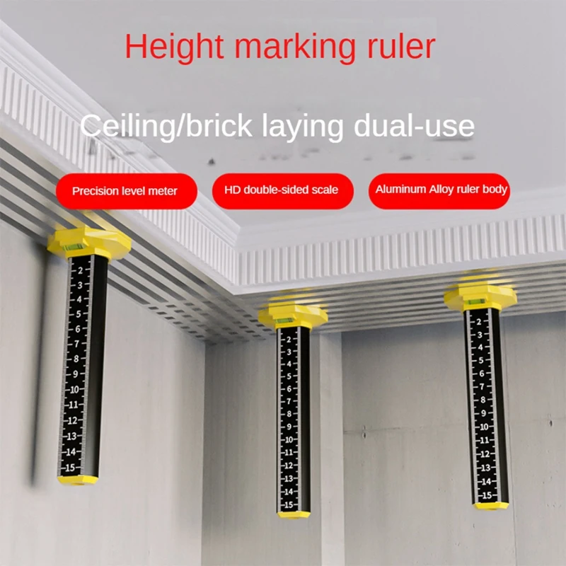 2Pcs Ceiling And Floor Tile Height Ruler, Measuring Ruler With Magnetic Base, Measuring Ruler, Suspended Ceiling