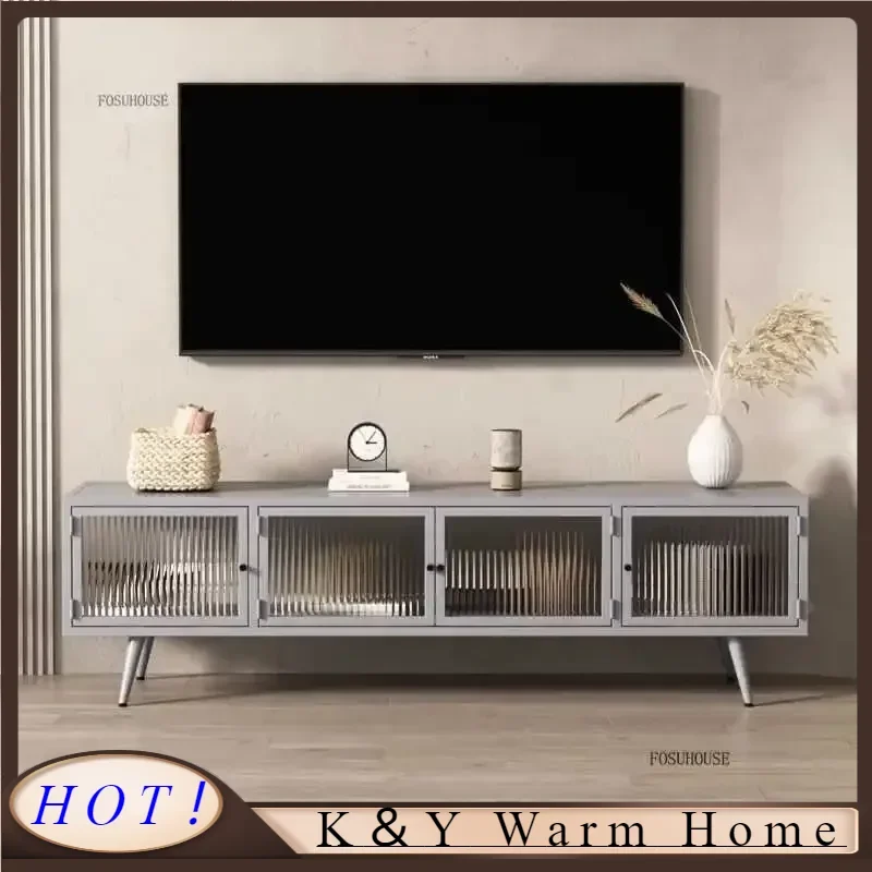 

Black Clearance TV Stands Luxury Iron Cheap Modern Living Room Cabinets Simple Shelf Storage Locker Glass Light Furniture Home