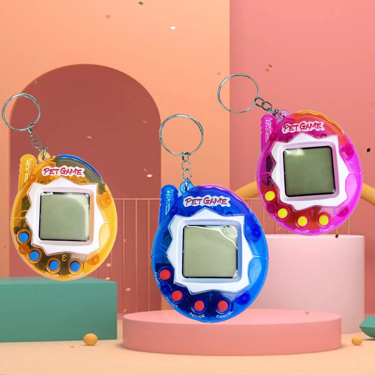 2 Packs Random Color Children Kid Virtual Pet Handheld Training Game Electronic Mini Pet Machine