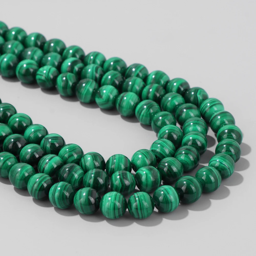 Natural Green Malachite Stone 4 6 8 10 12MM Round Loose Spacer Beads for Jewelry Making DIY Bracelet Necklace Accessries