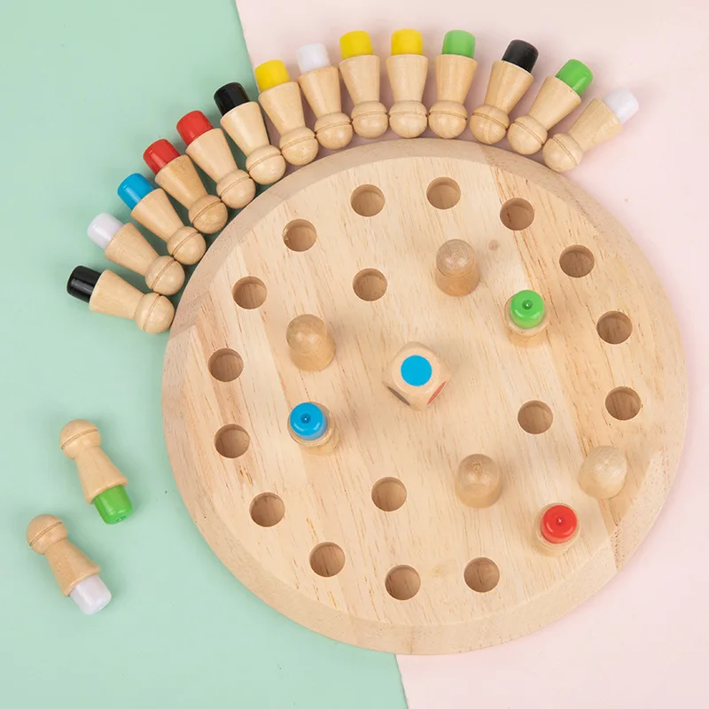 Scacchi di memoria per bambini in legno Educazione precoce Giocattoli educativi Formazione per bambini Osservazione della memoria Concentrazione Giochi di logica