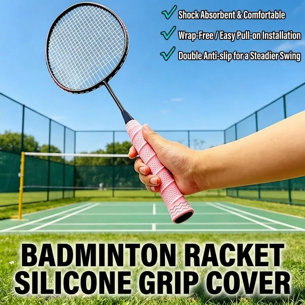 Silicone Badminton Racket Grip Cover Shockproof Sweat Resistant Badminton Racket Handle Strap Anti-Slip Reusable