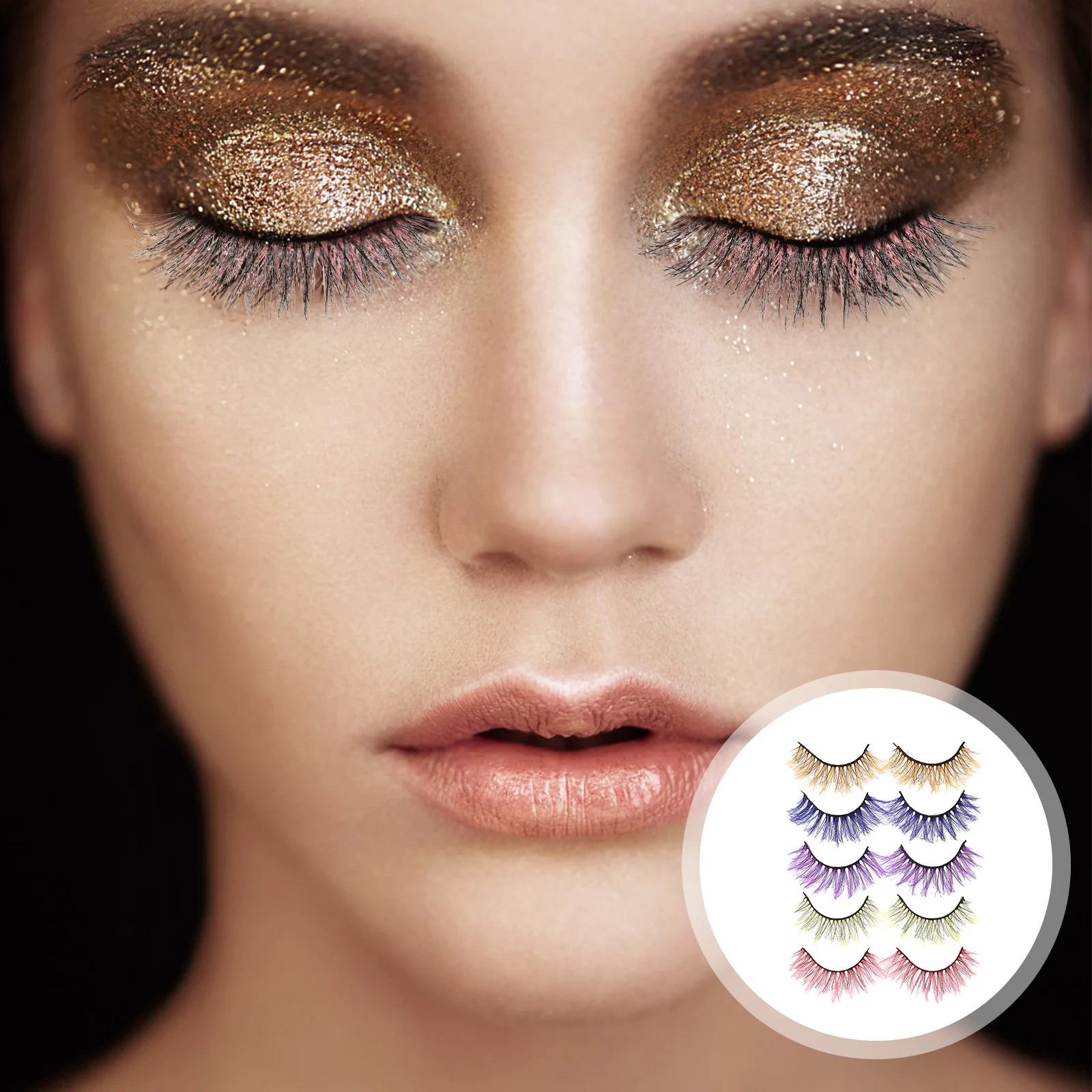 5 uds pestañas postizas reutilizables coloridas tupidas pestañas hechas a mano para fiesta de disfraces accesorios de ojos de rendimiento creativo