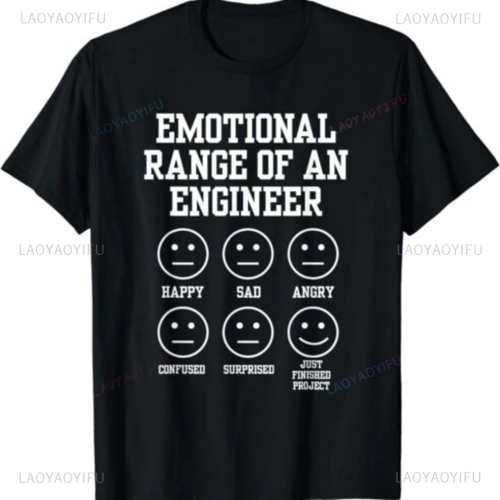 Funny Engineering Faces T-Shirt Emotional Range of An Engineer Printed Man Tshirt Casual Fashion Harajuku Streetwear Summer Tee