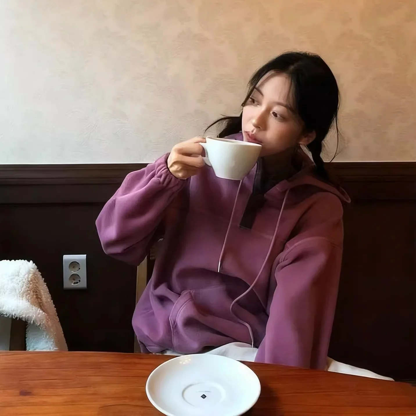 루즈핏 후드 스트링 스웨트셔츠 여성용 겨울 신상 동대문 캐주얼 편안한 풀오버 코트