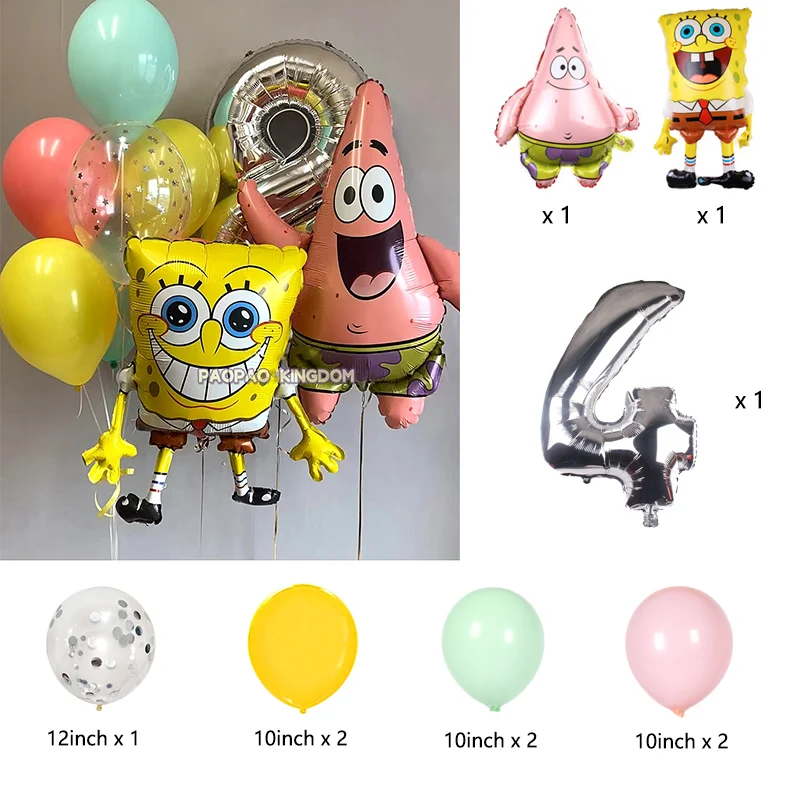 SpongeBob Schwammkopf Folienballon-Set Niedliche Cartoon-Ballons für Kinder Jungen Mädchen Geburtstagsfeier Dekorationen – Detail 13