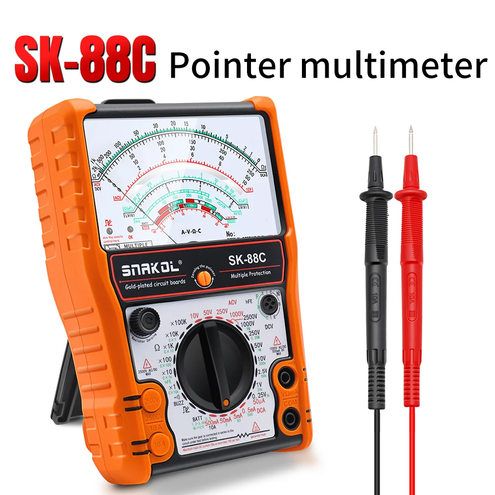 Snakol Professional Pointer Multimeter SK88C Analog Multimetro AC/DC 2500V Voltmeter Ammeter Resistor Tester Electrician Tools