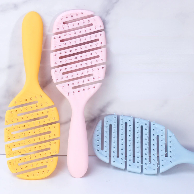 Pink Blue Yellow Hollow Non Knotting Hair Comb Elastic Comb Hair Brush Children\'s Soft Tooth Comb No Harm To Hair Massage Scalp