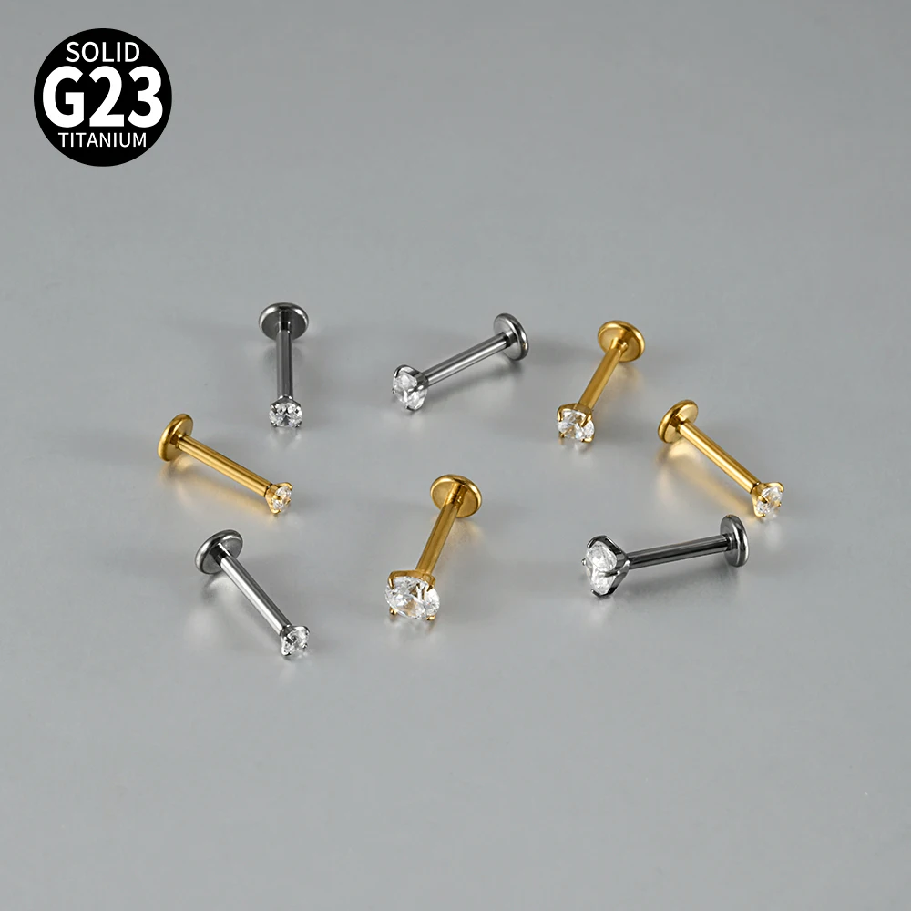 10 Stück/Set G23 Titan Zirkon Labret Lippenring Ohrstecker Ohr-Tragus-Knorpel-Helix-Conch-Ohrpiercing Körperschmuck 16g – Detail 7