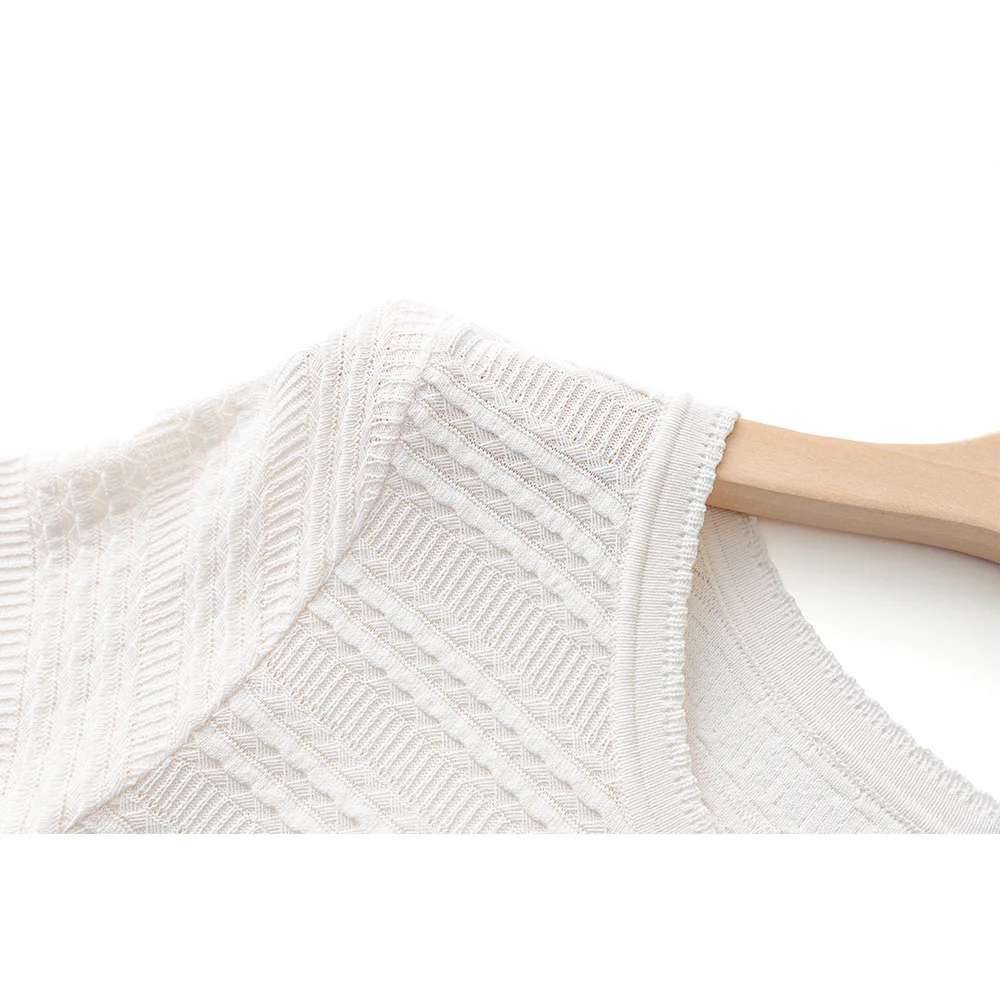 Saia personalizada de manga curta com decote redondo e bordas com babados elegante vestido de malha com cintura