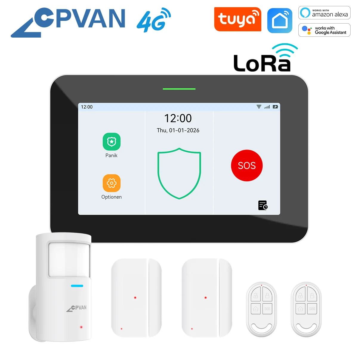 CPVAN New Model LoRa Version Smart Home Security Alarm System 7 inch Screen Wireless Burglar Alarm Support Tuya/Smart Life App