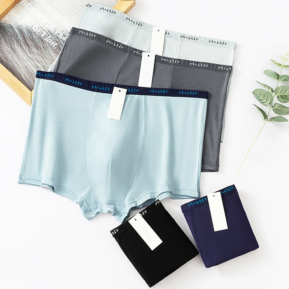

Men Modal Soft Mid Rise Boxer Shorts Seamless Underwear Breathable Hot Hot Lingerie Simple Trunks Soft Panties Men's Underpants