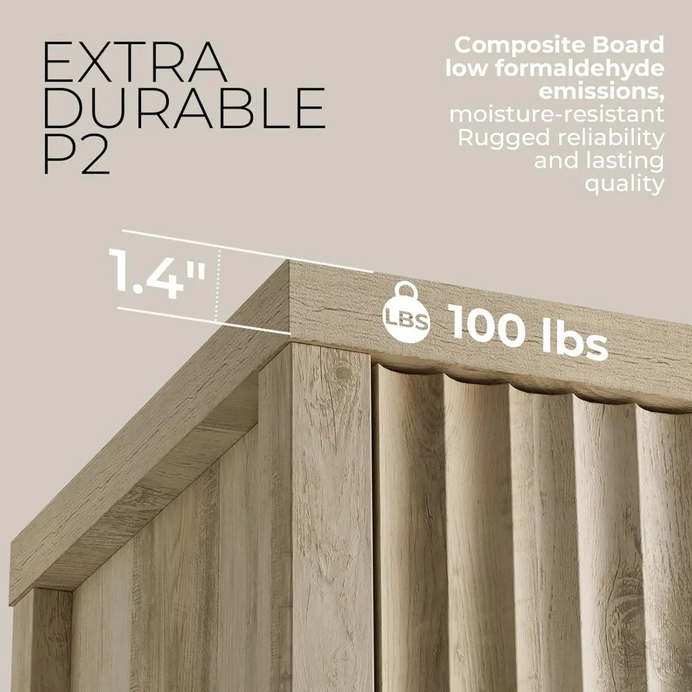 Рифленая подставка под телевизор с диагональю до 65 дюймов, развлекательный центр со шкафами для хранения и регулируемой полкой, современный Med середины века