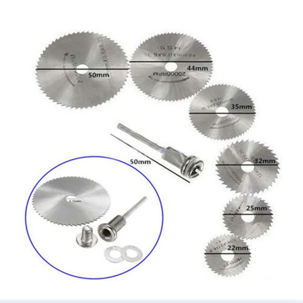 6Pcs HSS Circular Rotary Blade Wheel Discs Mandrel for Metal Rotary Tools + 1 Extension Mandrel Krachtige Saw Blades