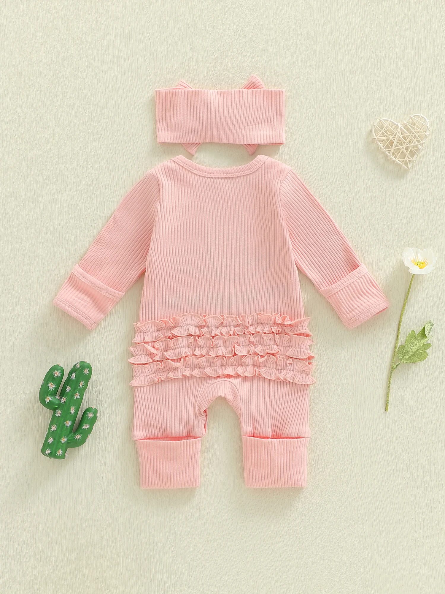 

Комбинезон с длинными рукавами и цветочным принтом для маленьких девочек, с подходящей повязкой на голову с бантом и рюшами — очаровательный детский комбинезон на осень