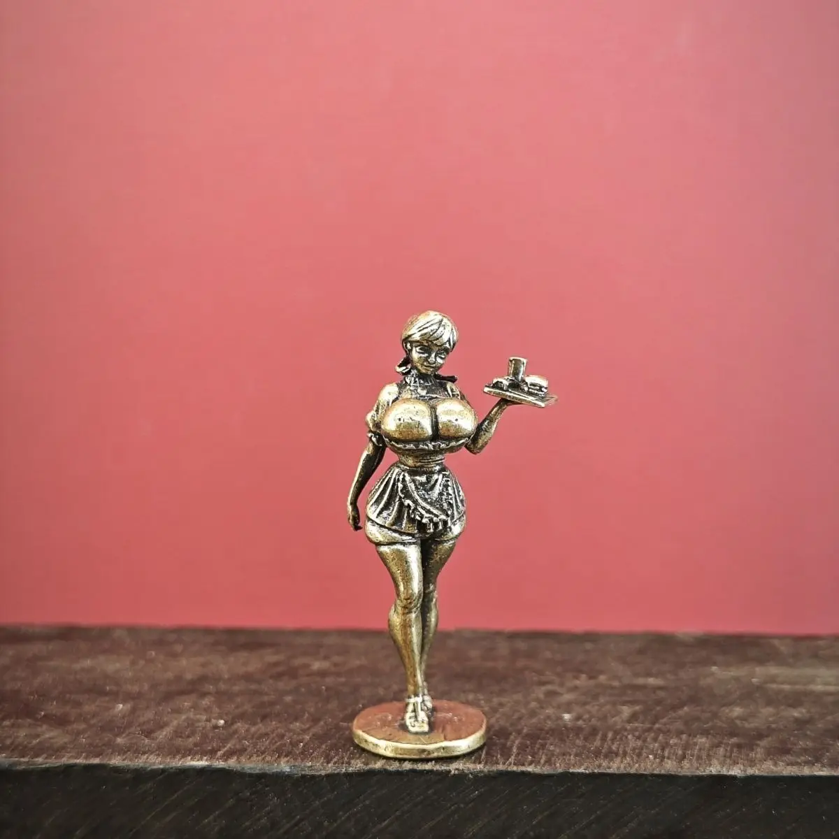 

Brass Mini Girl Maid Uniform Figurine Desk Decor | Home Decoration Collectible Miniature Statue