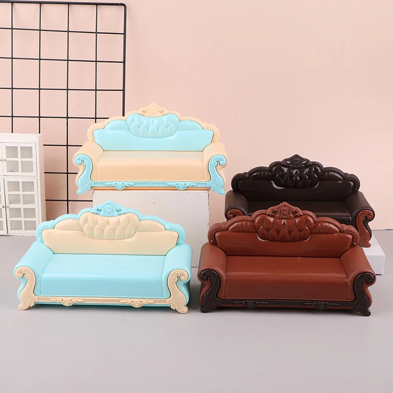 1/12 Dollhouse Simulation Vintage Sofa Model Dollhouse Miniature Living Room Furniture Decoration Dolls House Accessories