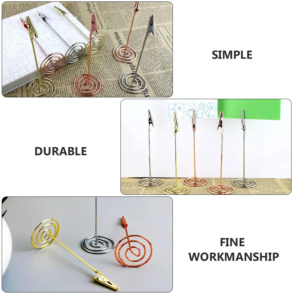 

6pcs Stainless Steel Photo Clips Desktop Note Holders Memo Card Stand Message Clips For Office Home Restaurant Display