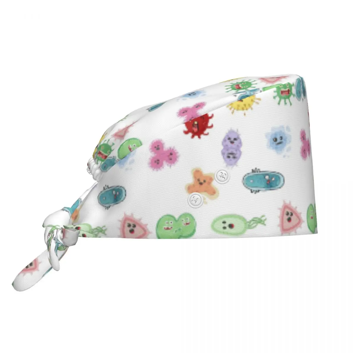 Cute Microbes Bacteria Virus Ecoli Micro Biology Scrub Hat Doctor Working Surgical Cap Men Women Adjustable Nursing Caps Dentist