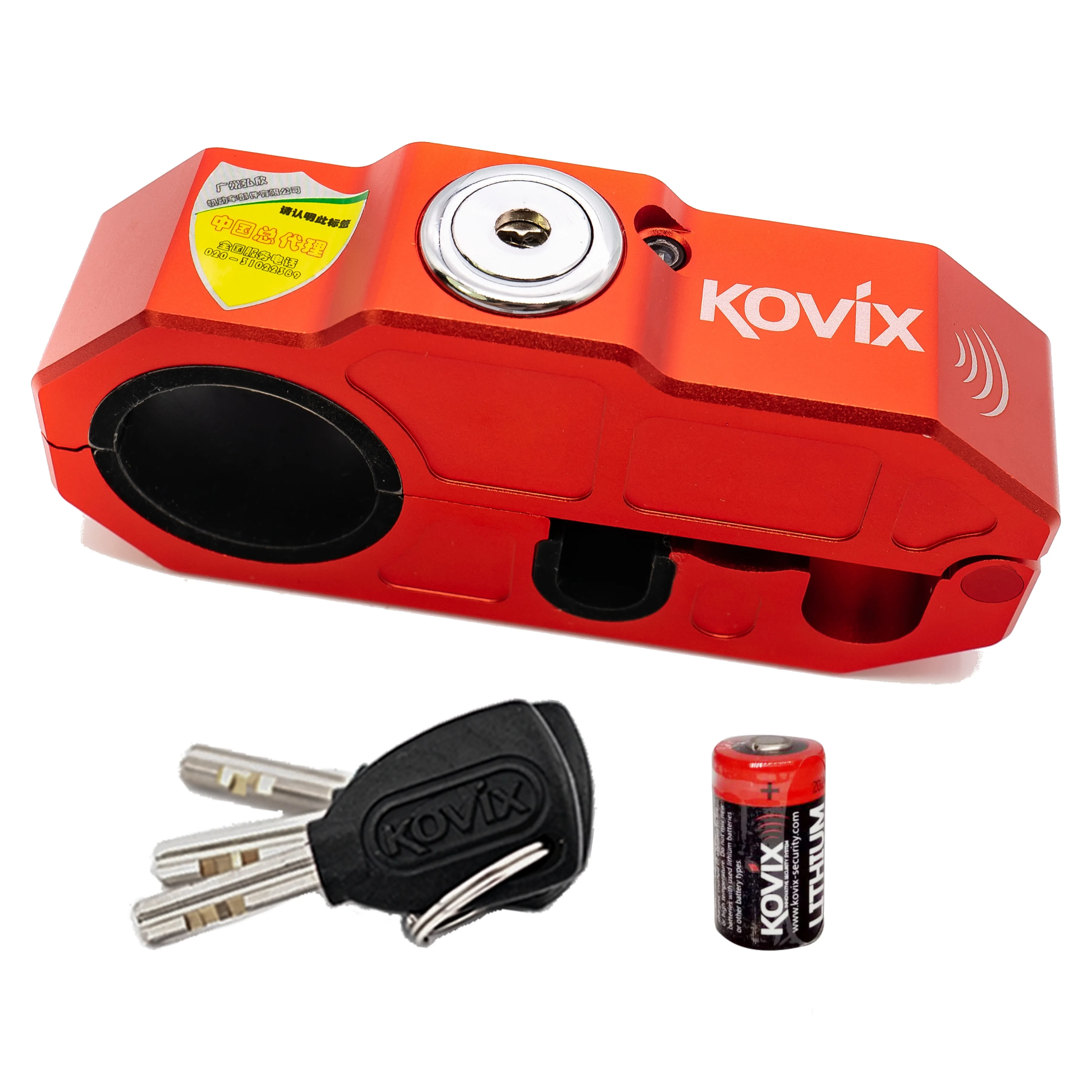 Kovix Grip Handlebar Lock 120dB ON/OFF Alarm Function 10 Pin Aerospace Alloy Anti Theft for Motorcycle Moped Scooter ATVs, KHL