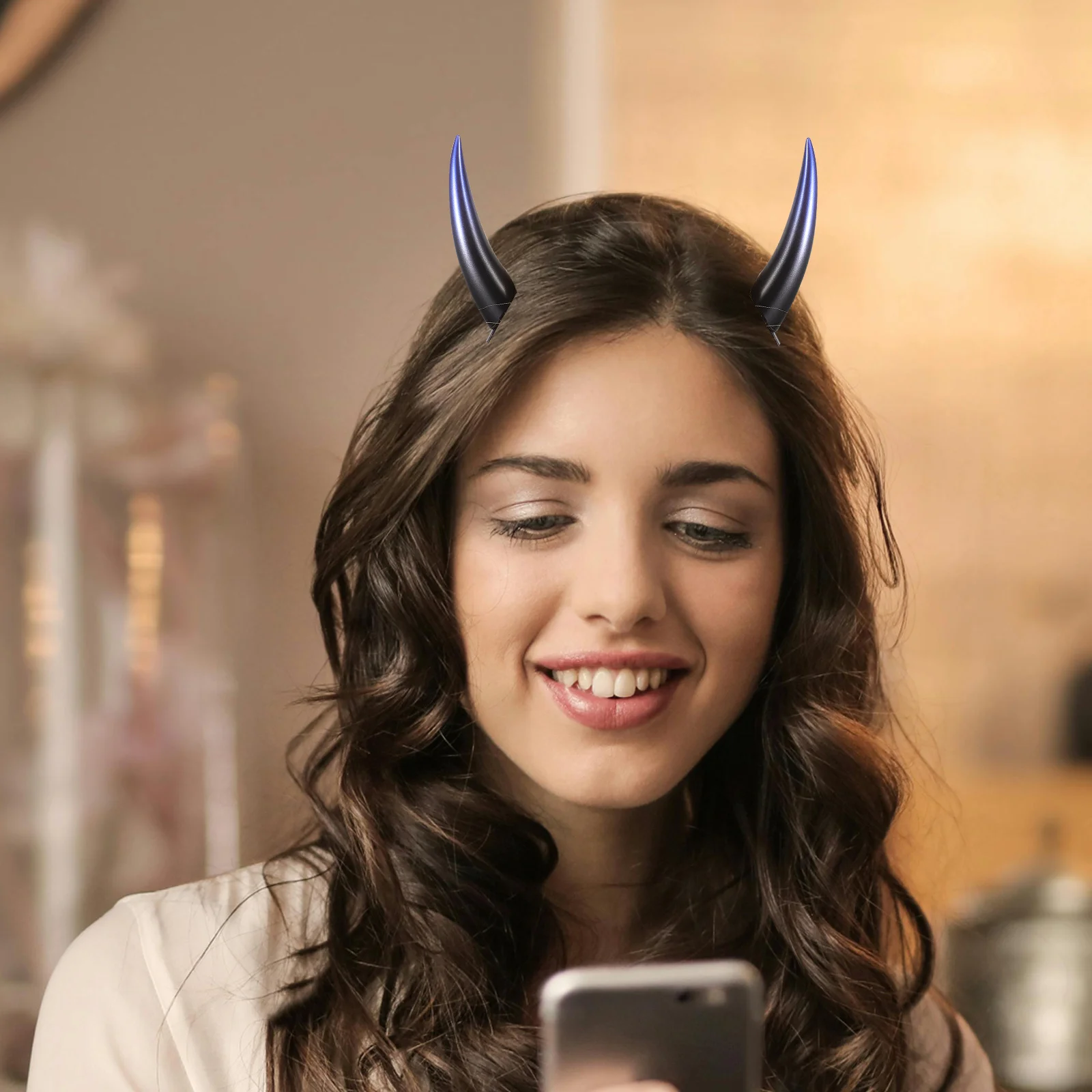 

1Pair Devil Horns Hair Clips Ox Horn Cosplay Horns Halloween Hair Accessories for Women Gothic Costume Party Clips