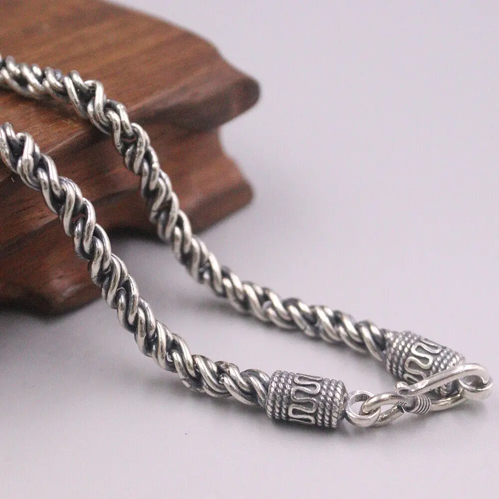 

Real 925 Sterling Silver 5mm Rope Link Chain Unisex Necklace 21.6" 58-60g
