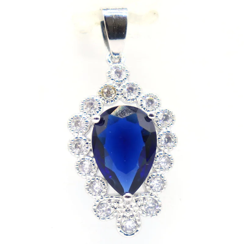 

Buy 4 Get 1 Free 26x17mm Pretty Red Blood Ruby Blue Topaz Tanzanite Green Emerald CZ Women Engagement Silver Pendant
