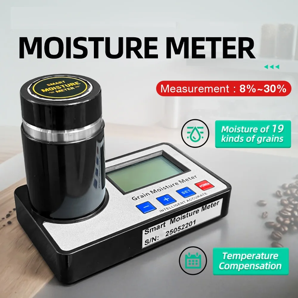 AMT155 Smart Grain Moisture Meter Moisture of 19 Kinds of Grains with Temperature Compensation Coffee bean Grain Humidity Tester