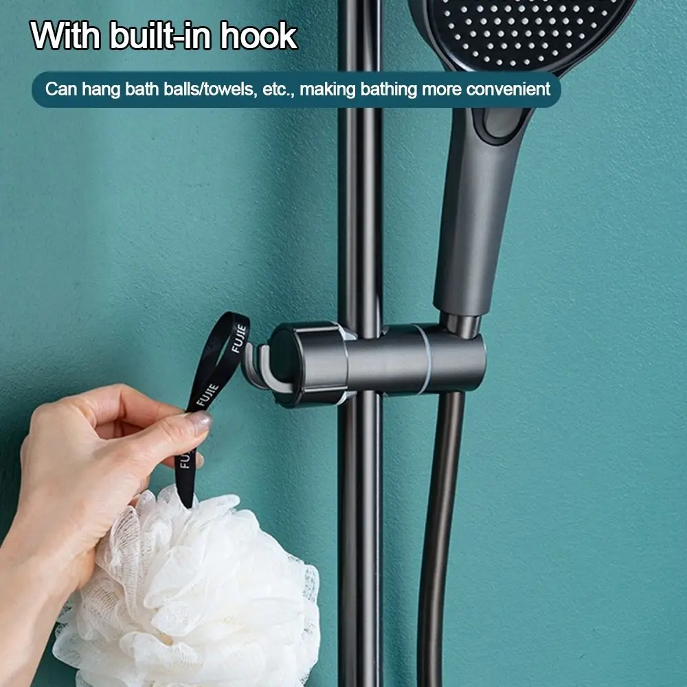 

Portable Round Pipe Shower Head Holder Clamps Rotatable Showerhead Clip-on Bracket Adjustable Replacement Riser Rail Bracket