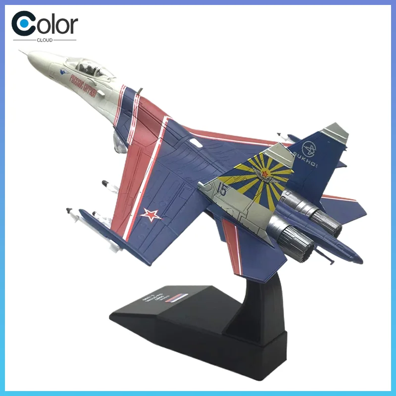 1:100 Russian Su-27 Knights Aerobatic Team Alloy Fighter Jet Model Realistic Finished Military Plane Collection Desktop Decor