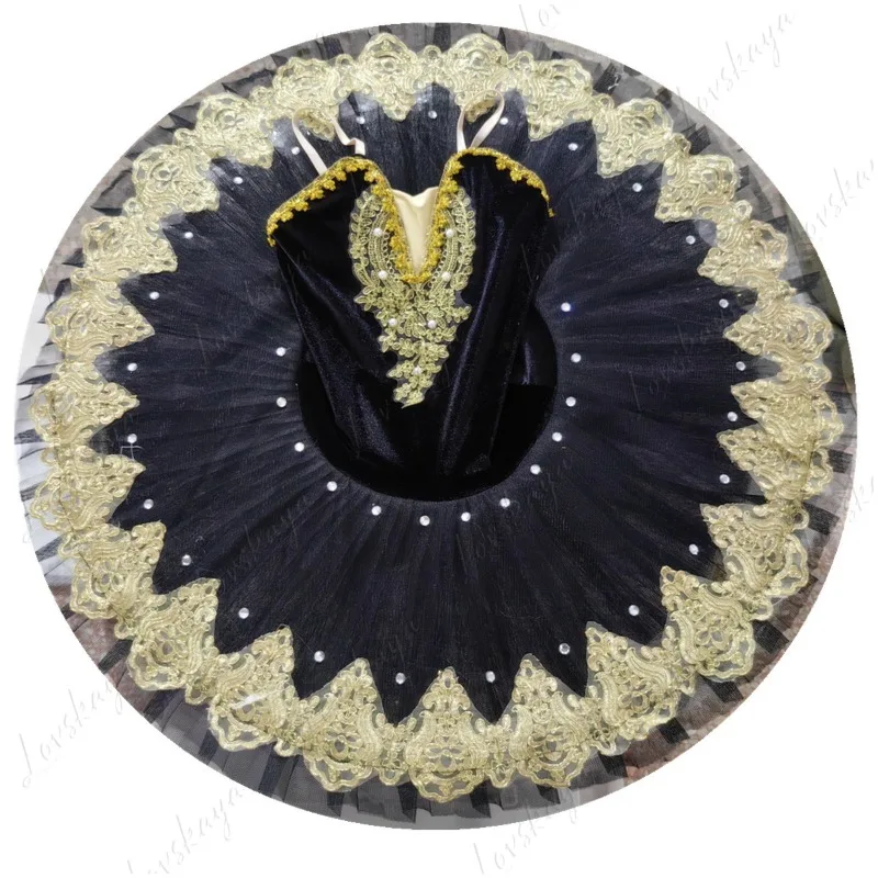 Schwarzes Ballettkostüm, Prinzessinnenkleid, Tutu, niedlicher, bestickter, fluoreszierender Hosenträger mit heißen Diamanten