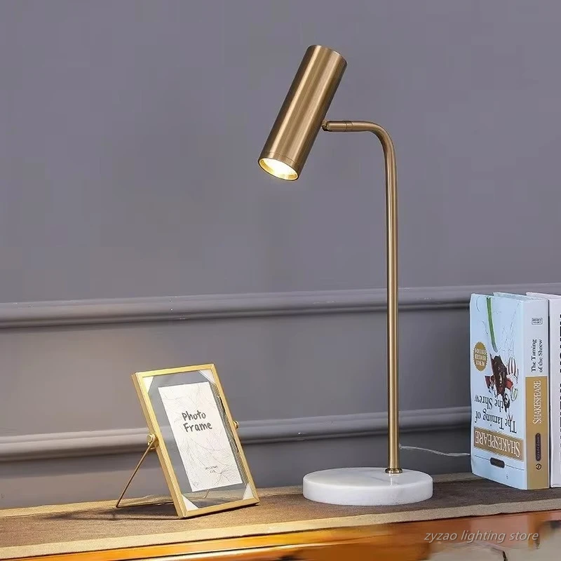 Nordic Modern Led Desk Lamp Simple Study Bedroom Bedside Light Model Room Student Dormitory Reading Lamp Marble Decor Desk Light