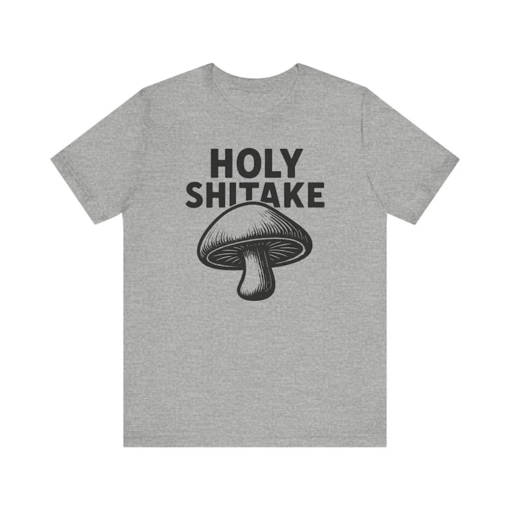 Holy Shitake T-Shirt Funny Vegan Mushroom Pun Tee Vegetarianism-inspired Gift Clothing Men Women Hip Hop Casual Cotton Tops