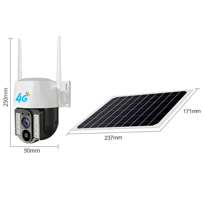 Cámara Solar 4G Sim para exteriores, lente Dual PIR, detección humana, cámara inalámbrica alimentada por energía, impermeable, CCTV, protección de seguridad para el hogar