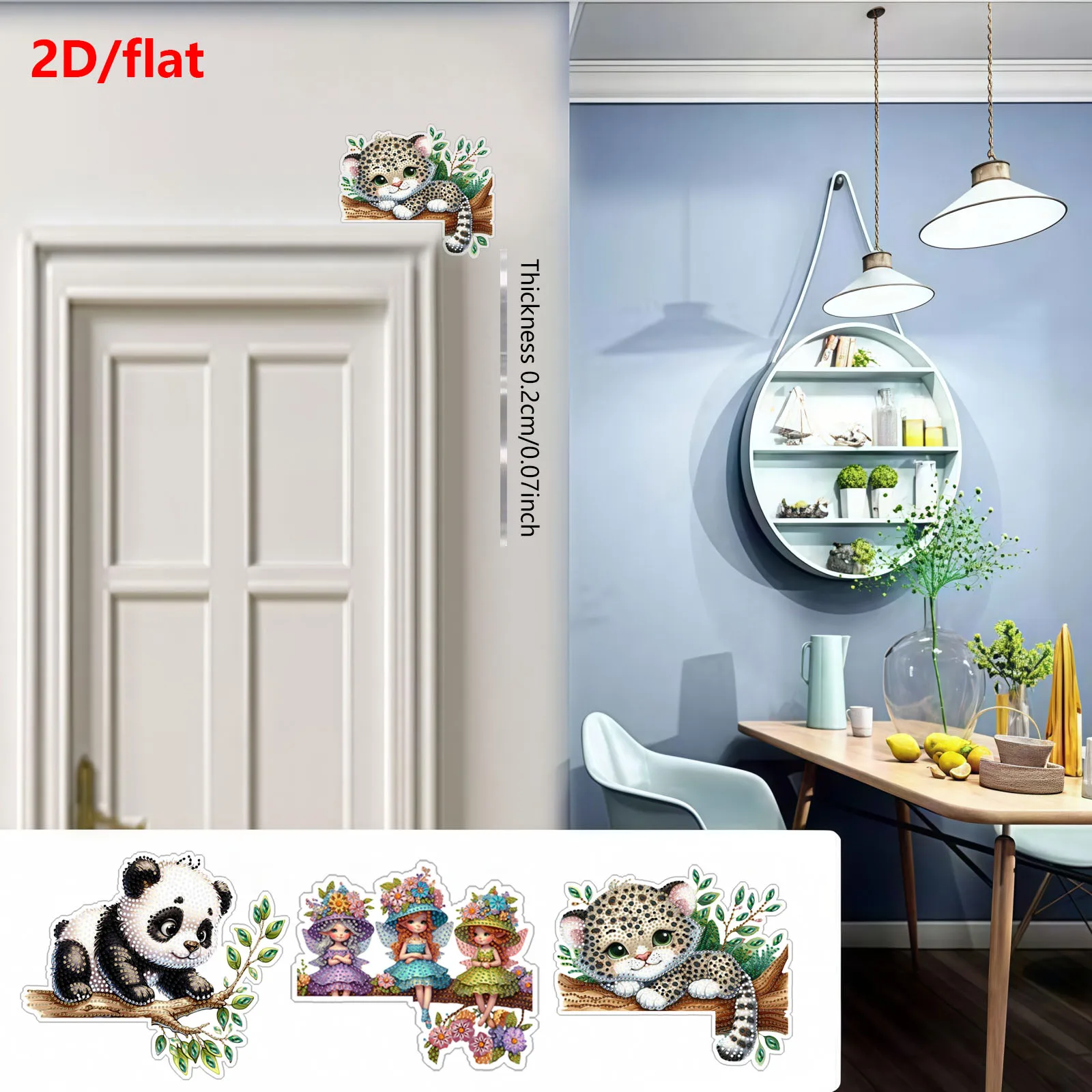 1 مادة أكريليك مسطحة ثنائية الأبعاد يمكنك صنعها بنفسك، مجموعة أدوات رسم على شكل حيوانات وجنية وماسية، مناسبة لتزيين الجدران الداخلي/الخارجي أو الزاوية. #3