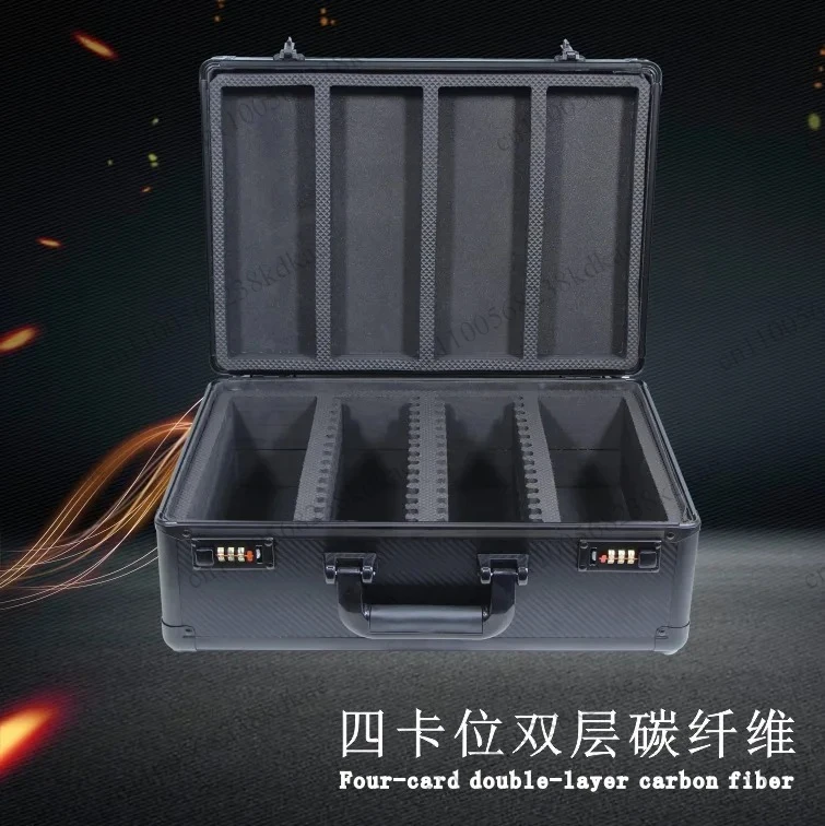 Portable Password Lock Carbon Fiber Card Storage Case Hand Strap Graded Card Collection Box