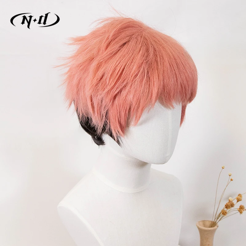 ND Yuji Itadori Cosplay Wigs Hairpiece Jujutsu Kaisen Anime Cosplay Hair Wigs for Comic Con Coser Costume Party Heat Resistant