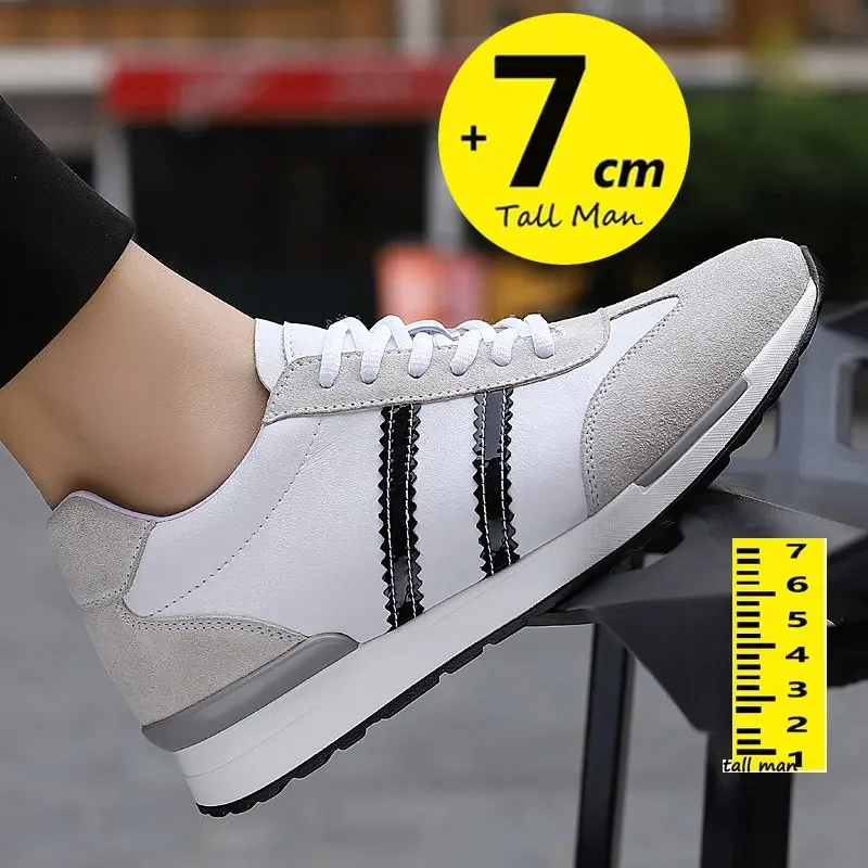 

Breathable Men height increasing shoes elevator sneakers insole 7cm white black shoes taller men leisure shoes sport luxury