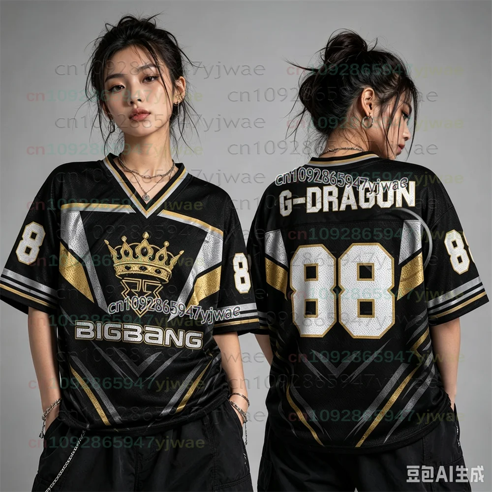 Damen 2026 World Tour Mixed Mesh Jersey Kurzarm-T-Shirt G-Dragon Konzert-Fan-Bekleidung Paar Unisex 20. Jubiläum Oberteile – Detail 4