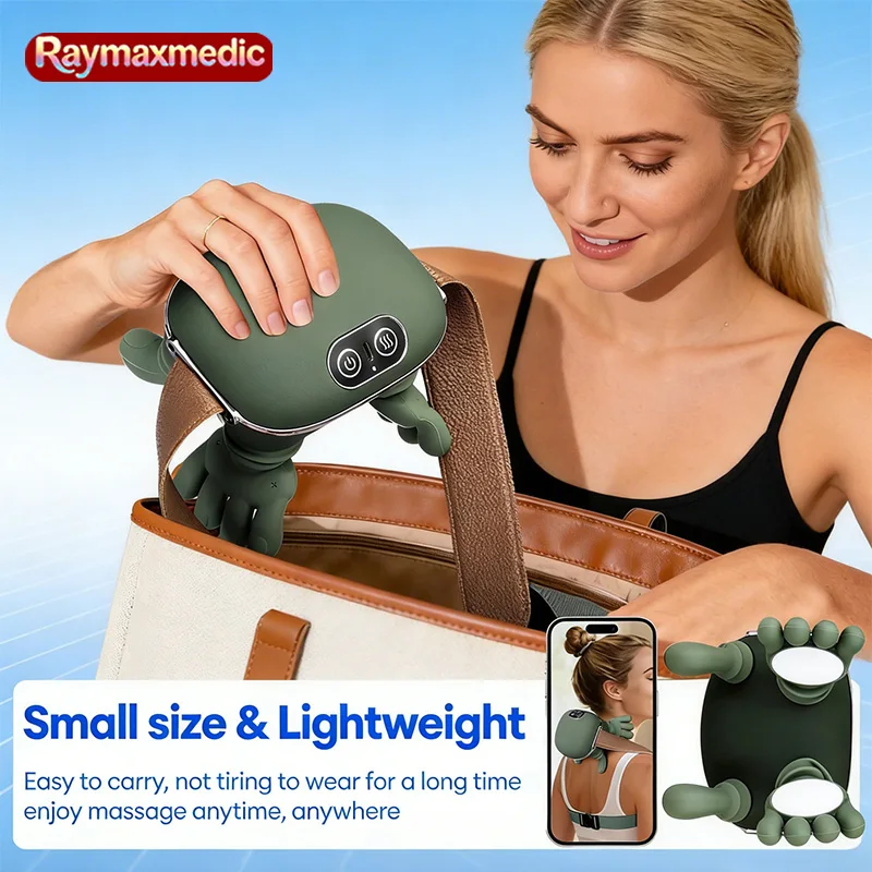 

Электрический массажер Raymay с подогревом для шеи, плеч и спины, 3-уровневый, с функцией разминания мышц, массажная подушка для шеи, талии, ног и тела