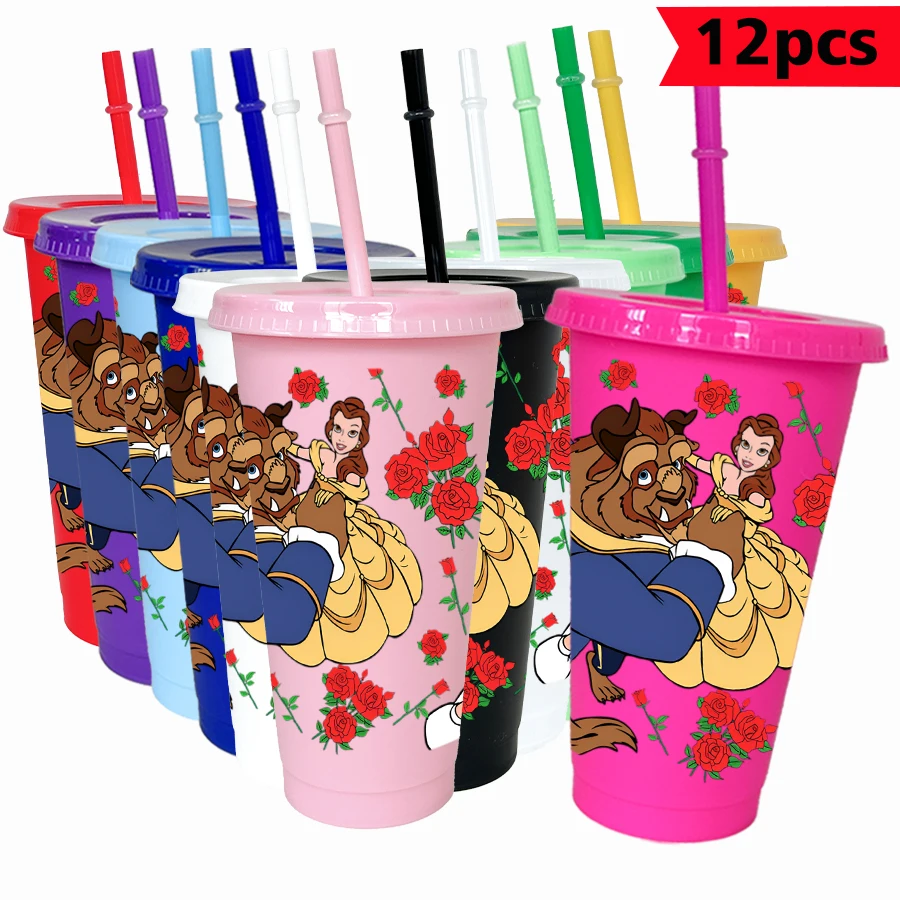 

12PCS/pack Disney, Rose, Princess 26oz multi-color plastic water cup party drink set birthday/back to school gift