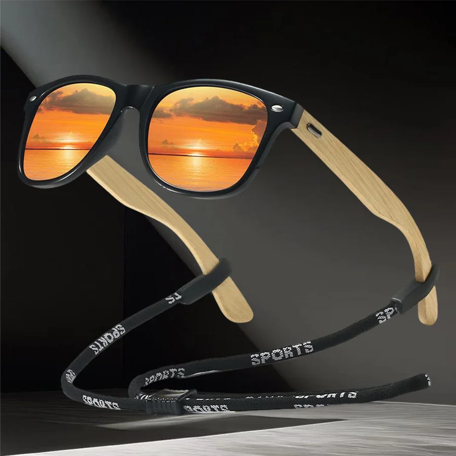 نظارات شمسية كلاسيكية UV400 للرجال والنساء نظارات خارجية عصرية مع سلسلة لقيادة الصيد والسفر والجري