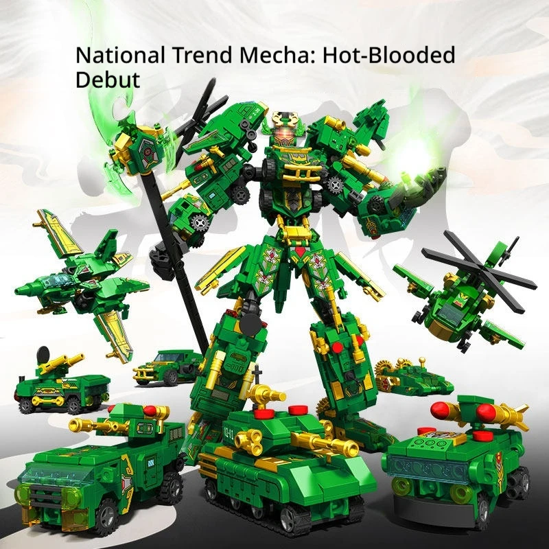 

Senbo Blocks Authentic Chinese Style Mecha Guan Yu Zhao Yun Transformable Model Assembled Bricks Ornament Toy Holiday Gift